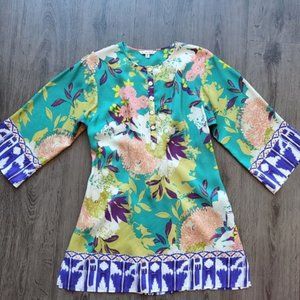CAbi washable silk tunic, floral print